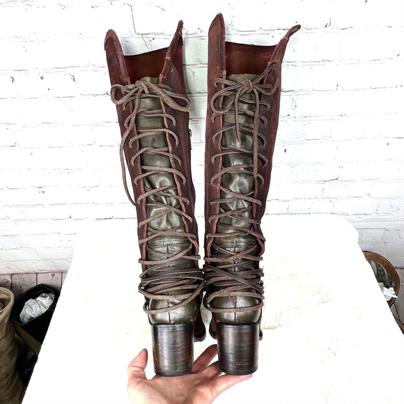 |•FREEBIRD BY STEVEN•| 'Coal' Distressed Burgundy Suede Full Lace Up Back Boots - Picture 7 of 12